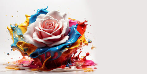 colorful rose created from splash of water colors like art concept