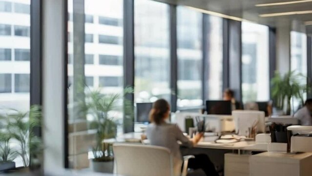 sunlight filters through the window of a coworking space through modern architecture, illuminating the collaborative environment