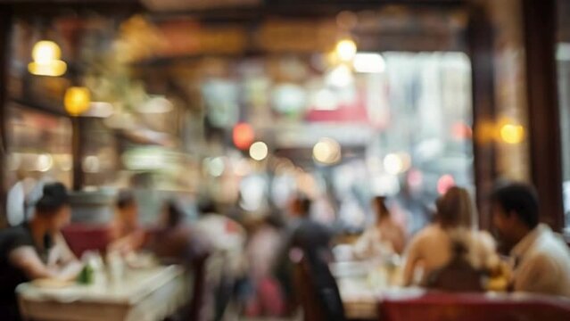 a blurry vision of a busy restaurant interior