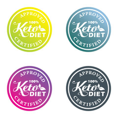 Fototapeta na wymiar Keto approved friendly label design Ketogenic diet sticker gradient