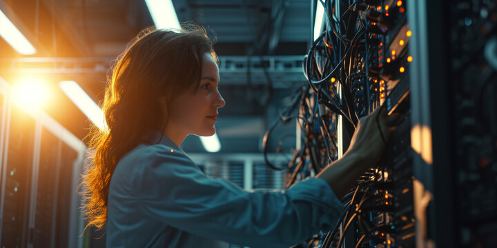 Technische Mitarbeiterin im Serverraum
