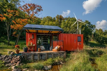 Off-Grid Cabin & Container Home with Eco-Tech

