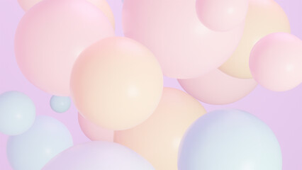 3d rendered pastel spheres floating in the air.