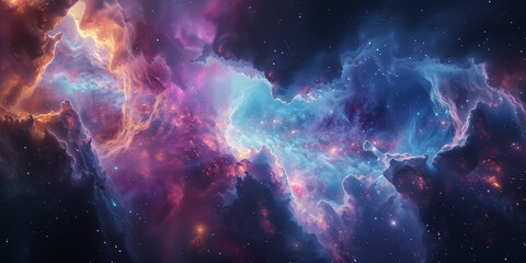 Design a galaxy texture with stars, nebulas, and cosmic swirls in a dark expanse.