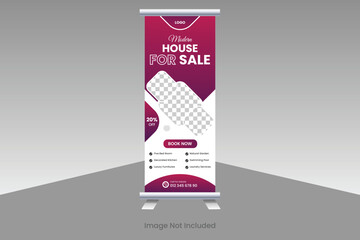 Real estate roll up or pull up banner design template Stand banner layout