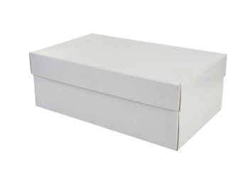 White shoe box isolated on white table