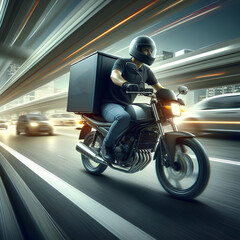 Delivery Man Riding a Motorcycle