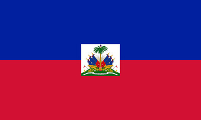 Naklejka premium Close-up of red and blue national flag of country of Haiti. Illustration made February 29th, 2024, Zurich, Switzerland.