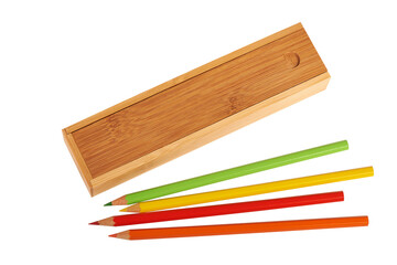 Closed wooden pencil boxes isolated ( clipping path )
