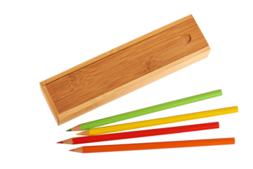Closed wooden pencil boxes isolated ( clipping path )