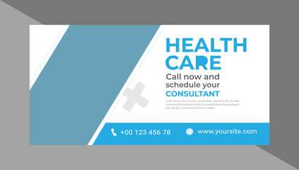 Modern professional medical healthcare social media cover design template with gradient colour, Social media cover page timeline, web banner ads design template.