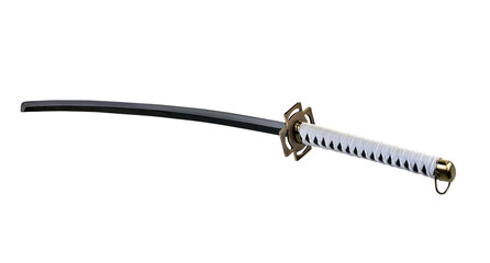 Japanese katana on clear white background (clipping path)