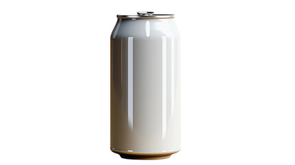 Front view of the white metal isolated drink can mockup in PNG format 