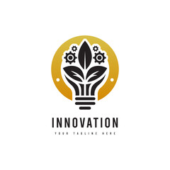 Technology innovation logo in minimalist style. Vector future innovation silhouette. Suitable for technology, education or intelligence logos.