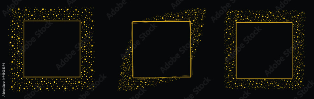 Wall mural rectangle square frame with sparkle glitter stars transparent vector design 4