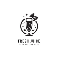 Fresh juice logo in minimalist style. Vector drink silhouette. Suitable for drink or fruit juice logos.