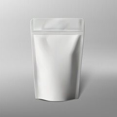 White Plastic Pouch Bag Isolated On White