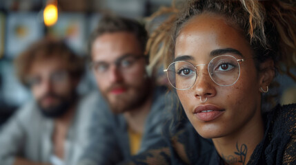 A Happy Businesswoman Thinking of Creative Solutions During a Team Meeting