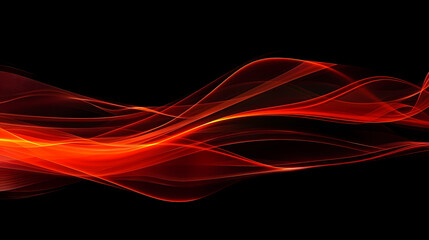 Abstract Fiery Red Smoke Waves on Black Background