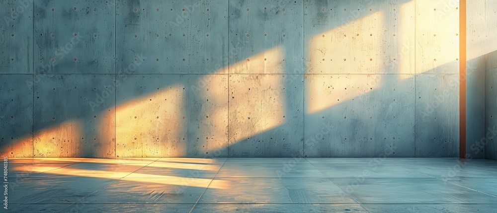 Wall mural There is a shadow cast by the sun over a white concrete wall