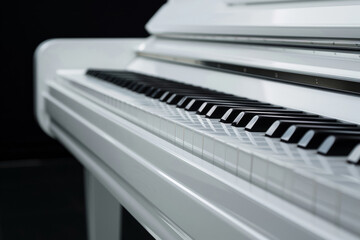 White piano on black background. Generative AI