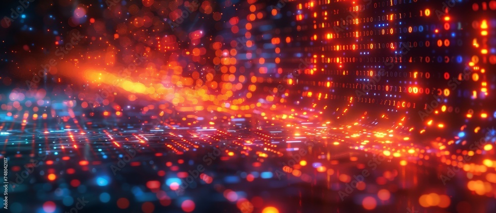 Aufkleber Concepts of digital transformation. Binary code. Programming.
