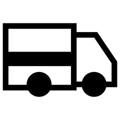 Fast moving shipping delivery truck vector icon for transportation apps and websites