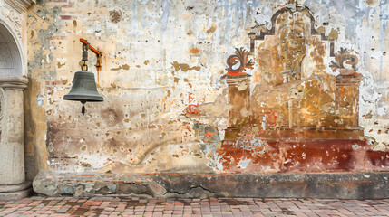 Wall and bell in the Goritsky Assumption Monaste - obrazy, fototapety, plakaty