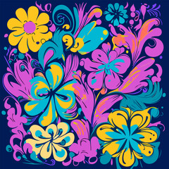 Fototapeta na wymiar Floral doodle background