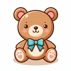 "Experience the whimsical world of a teddy bear toy icon brought to life in this charming cartoon. Isolated as a vector illustration, the graphic design beautifully encapsulates the nostalgic and hear