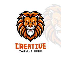 Aggressive Gaming mascot editable vector logo. Lion mascot illustration logo