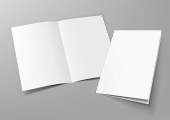 Realistic Blank A4 Half-fold Brochure Mock Up Template
