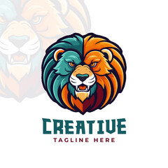 Colorful Gaming mascot editable vector logo. Lion mascot illustration logo