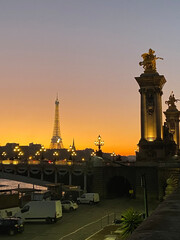Coucher de soleil, pont Alexandre III à Paris