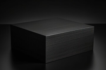 black box made of solid carbon, modern minimal design minimalistic style, mock-up for product demonstration - obrazy, fototapety, plakaty
