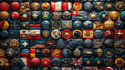 Patriotic and Symbolic: A Pattern of Flags and Symbols of Different Countries