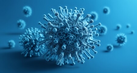  Viral particles in 3D rendering, illustrating the complexity of a virus