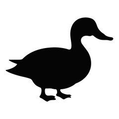 Duck silhouette. Domestic hand-drawn duck bird silhouette vector illustration

