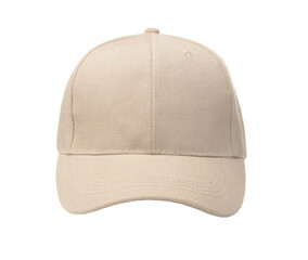 Front view of blank beige baseball cap