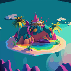 Obraz na płótnie Canvas Small island in the ocean 3D rendering