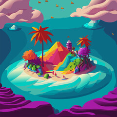 Fototapeta na wymiar Small island in the ocean 3D rendering