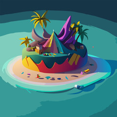 Fototapeta na wymiar Small island in the ocean 3D rendering