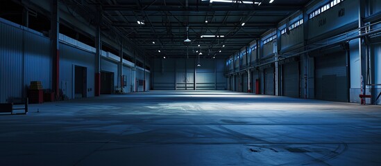 The atmosphere of an empty concrete warehouse is dramatically quiet