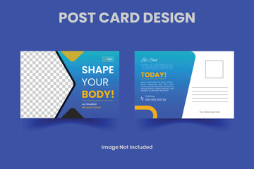 Gym Center and Fitness Postcard or EDDM Postcard Design Template. Gym, Fitness, Cross Training Workout, Postcard Template.