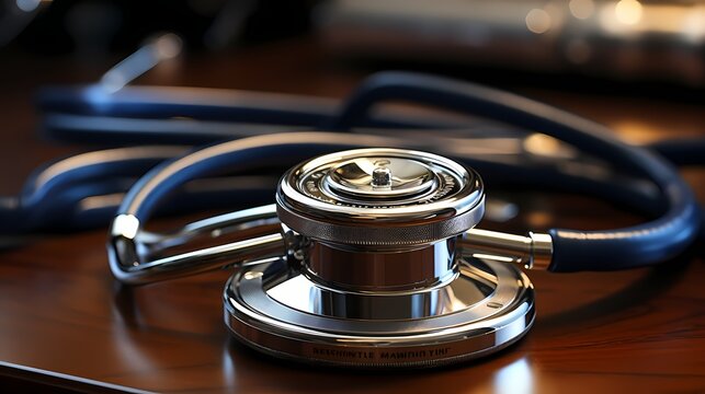 A high-definition image of a stethoscope, symbolizing medical care and diagnostics, with its metal head and tubing captured in detail, against a clean and bright background