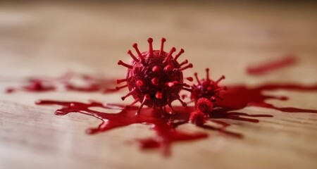 Viral outbreak - A close-up of a virus spreading on a surface