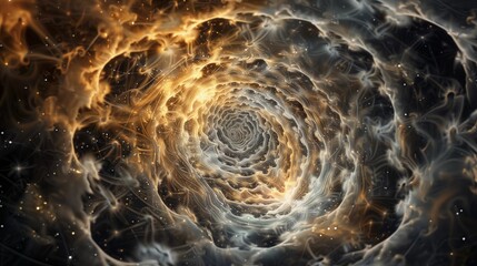 Abstract Golden Whirlpool: Perfect for Meditation and Harmony Visuals - obrazy, fototapety, plakaty