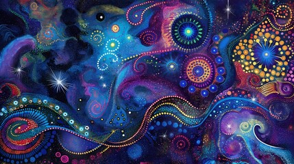 Vivid Psychedelic Cosmos: Abstract Fractal Art for Creative Inspiration. Background