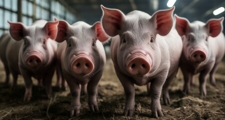  A group of pigs in a barn, ready for the market