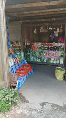 Stalls selling fresh fruits and vegetables in Kundasang, Sabah, Malaysia, mini market